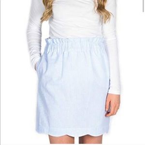 Lauren James | Blue White Seersucker Mini Skirt Lg